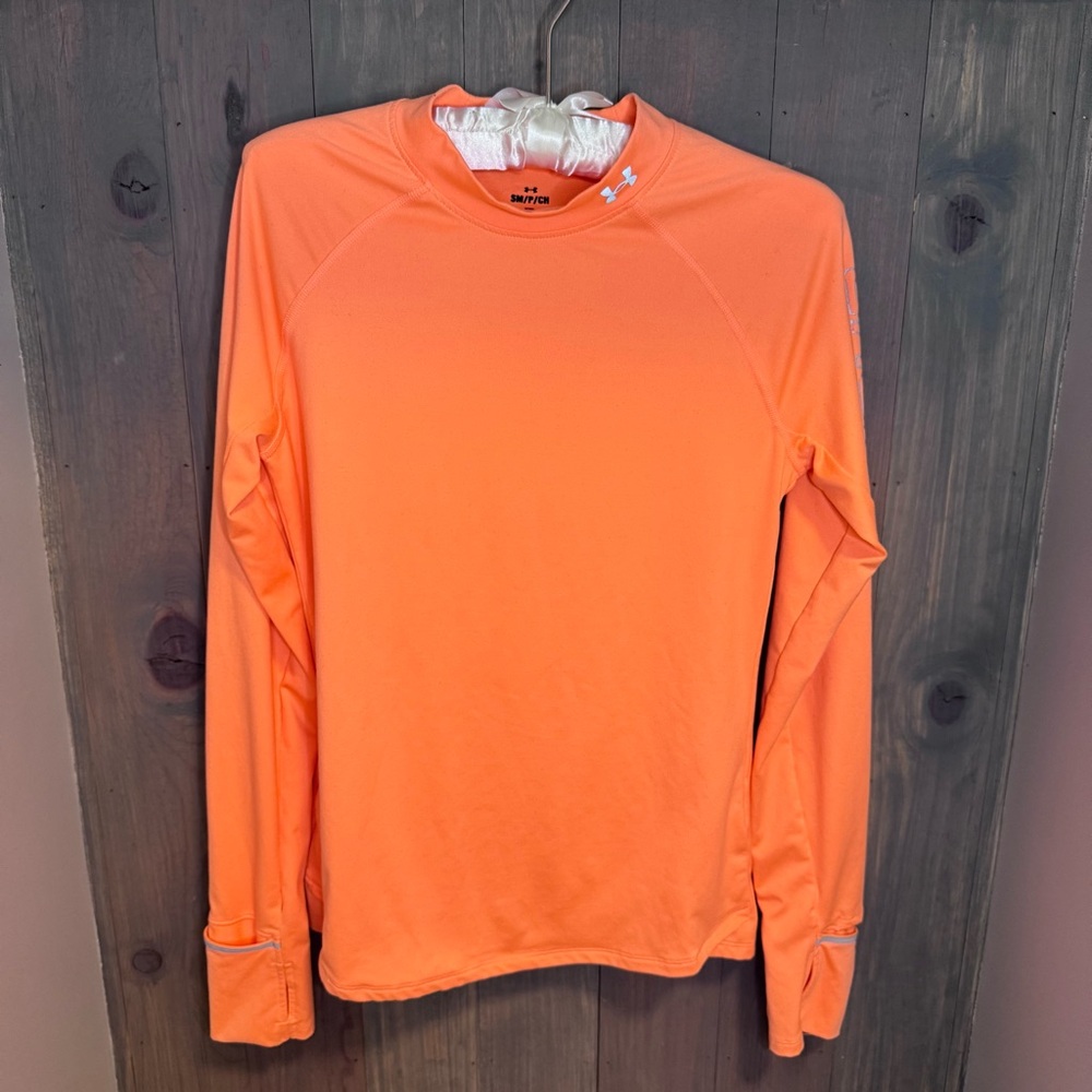 Under Armour Neon Orange Long Sleeve Running Top Small